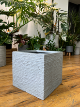 Load image into Gallery viewer, Light Grey Mosaic Fiberclay Square Planter
