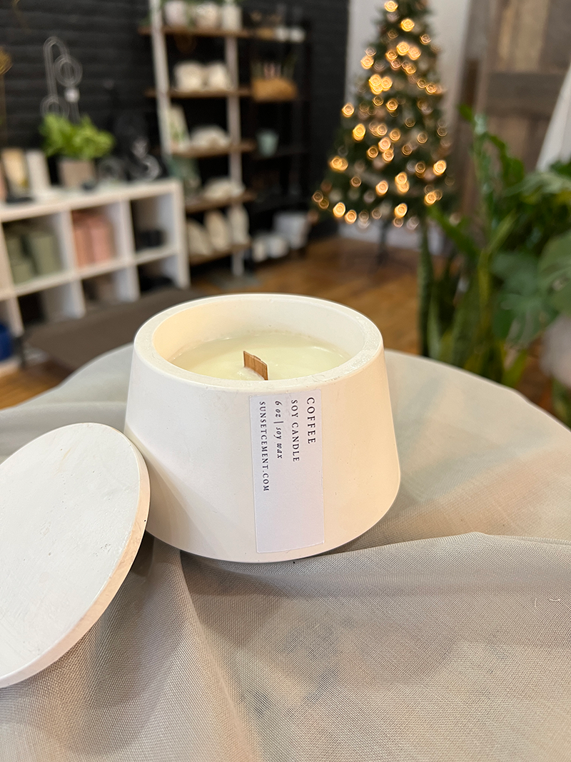 Concrete Soy Candles with Wood Wick