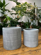Load image into Gallery viewer, Grey Cement Horizontal Cylinder Planter
