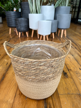 Load image into Gallery viewer, Natural and Beige Grass Basket With Handles
