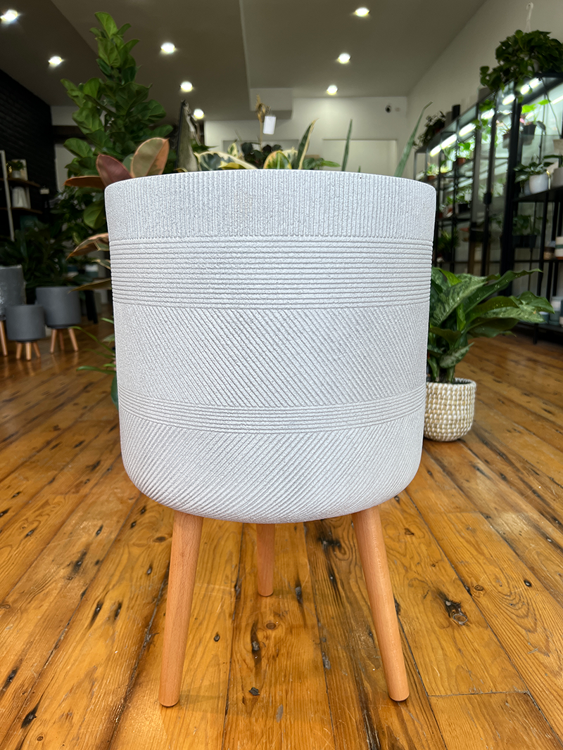 Antique White Round Cylinder Pots With Legs