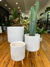 Load image into Gallery viewer, Antique White Round Cylinder Pots With Legs
